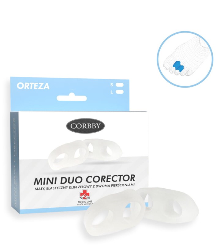 Mały klin międzypalcowy z dwoma pierścieniami Mini duo corector - 2szt